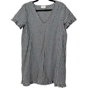 Everly Chambry Dress Ruffle Sleeve and Hem 100% Cotton‎ Size Medium